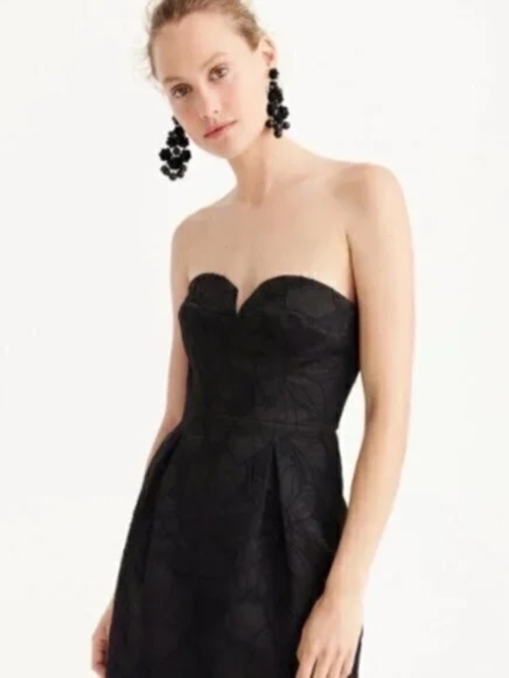 J Crew Collection strapless sheath dress in leaflet jacquard in Black Size 18